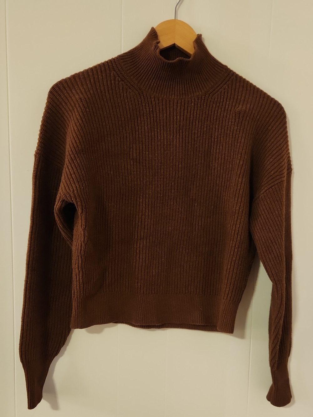 J. Crew Chocolate Brown Ribbed Turtleneck Sweater